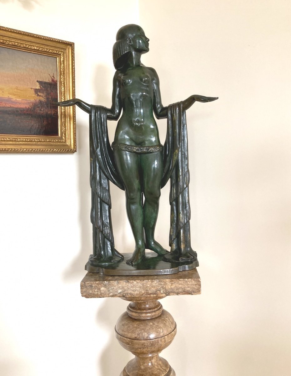 Sculpture De Femme En Bronze, Signée De Marcel Rau (belgique)-photo-8
