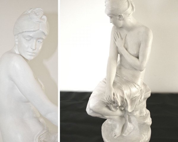 Sculpture en Terre Cuite, Femme Nue, de Paul Hippolyte Delaroche-photo-1