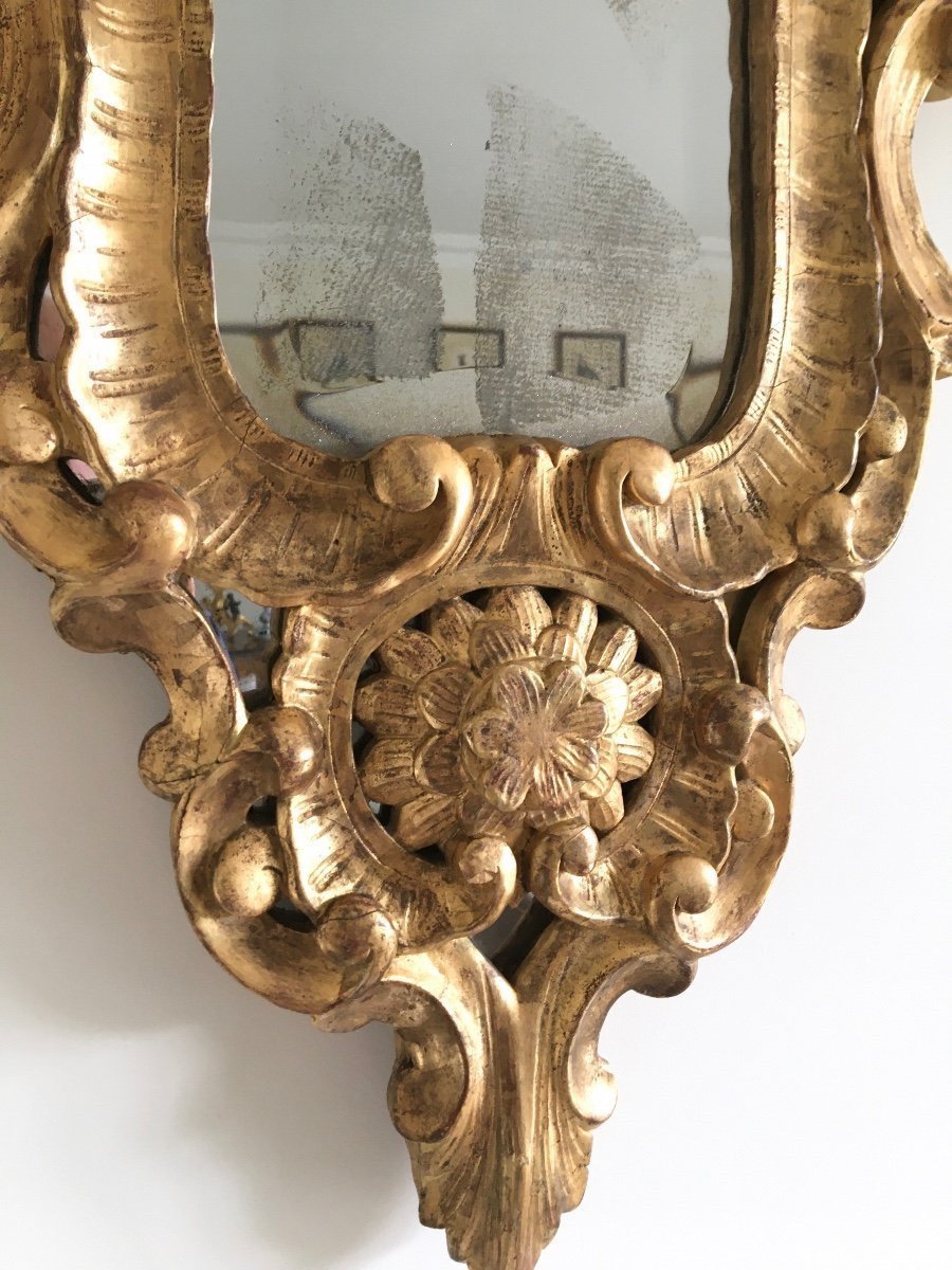 Pair Of Large Mirrors, In Carved Golden Wood, Italy, 19th-photo-2