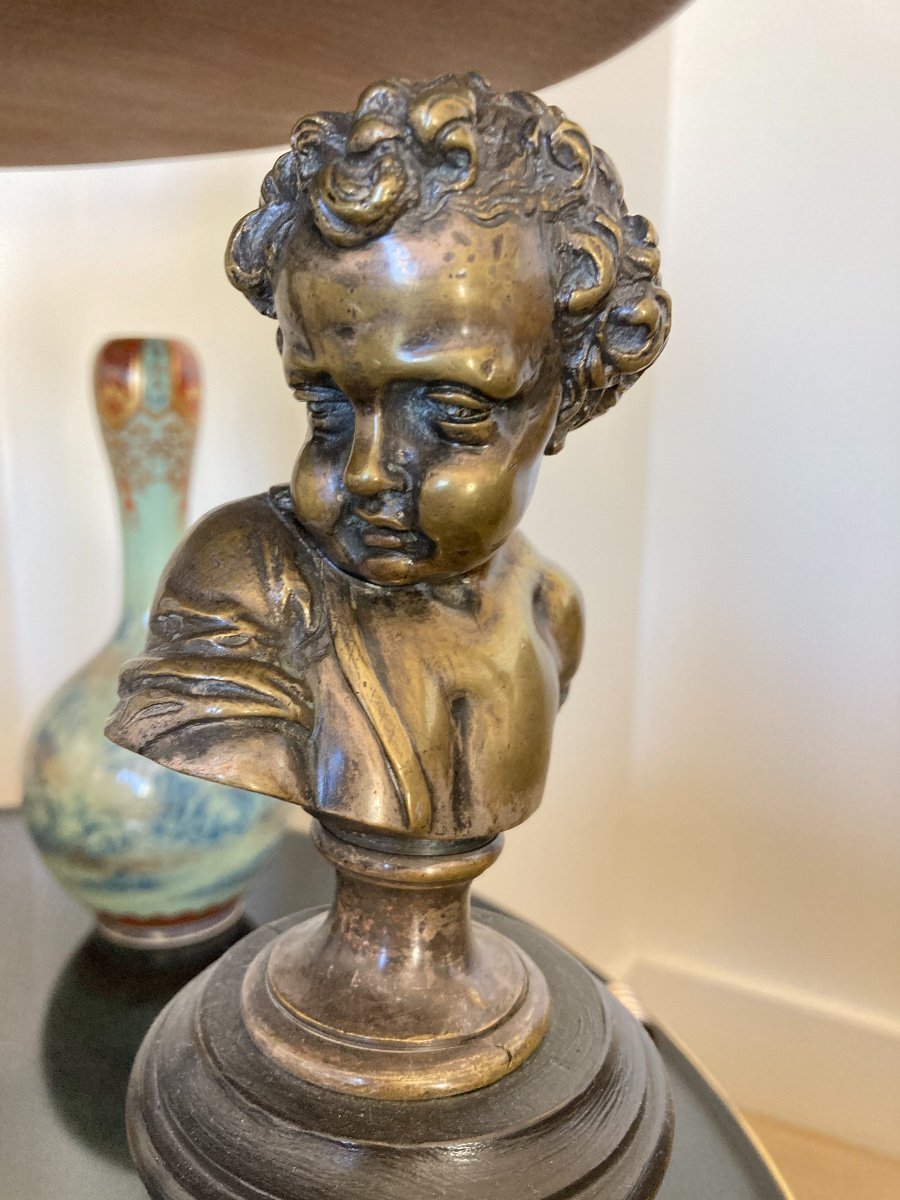 Paire de bustes de jeunes enfants en Bronze Argenté - 18 ème-photo-3