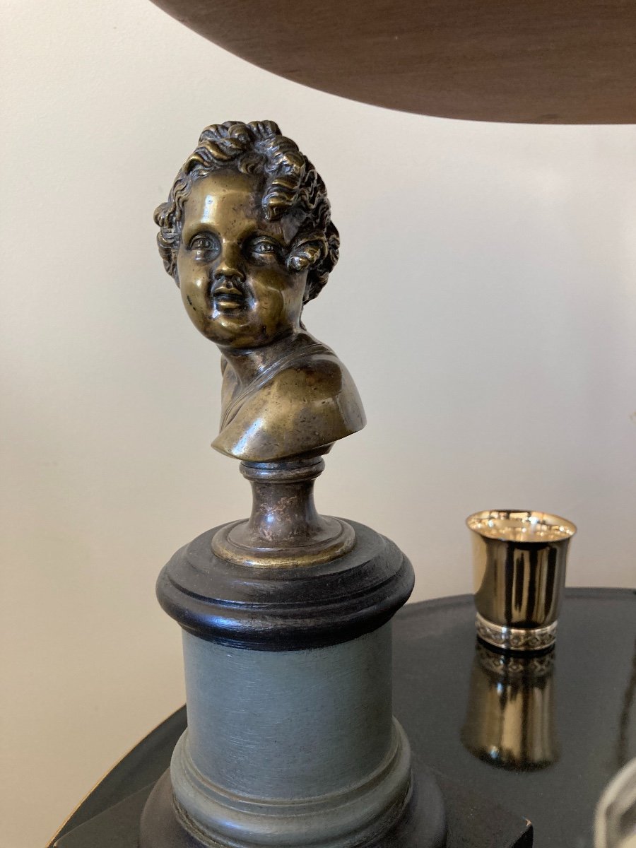 Paire de bustes de jeunes enfants en Bronze Argenté - 18 ème-photo-7