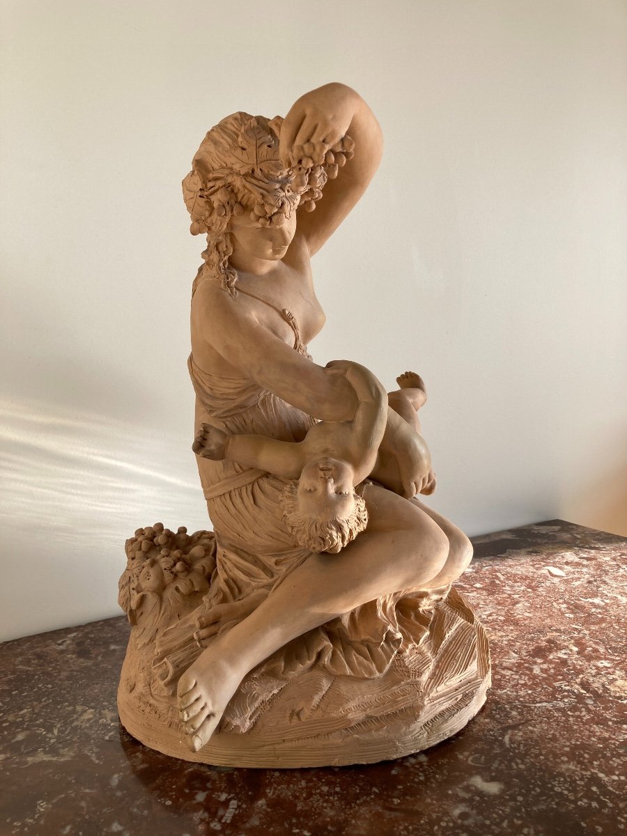 Sculpture en Terre Cuite, Femme avec son enfant - Travail Français Fin 19ème F-photo-6