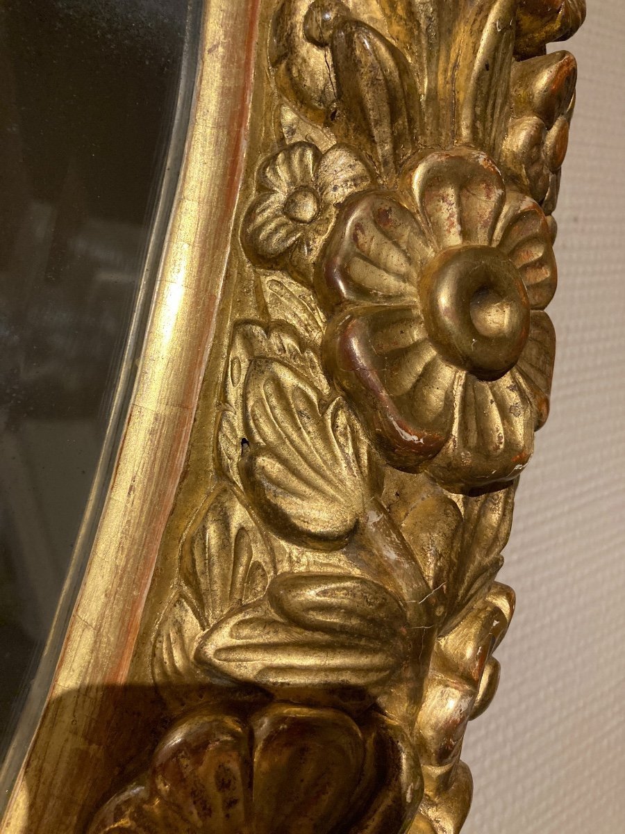 Miroir ovale en bois doré, Grande dimension 125 cm - Travail Français d'époque 18ème-photo-3