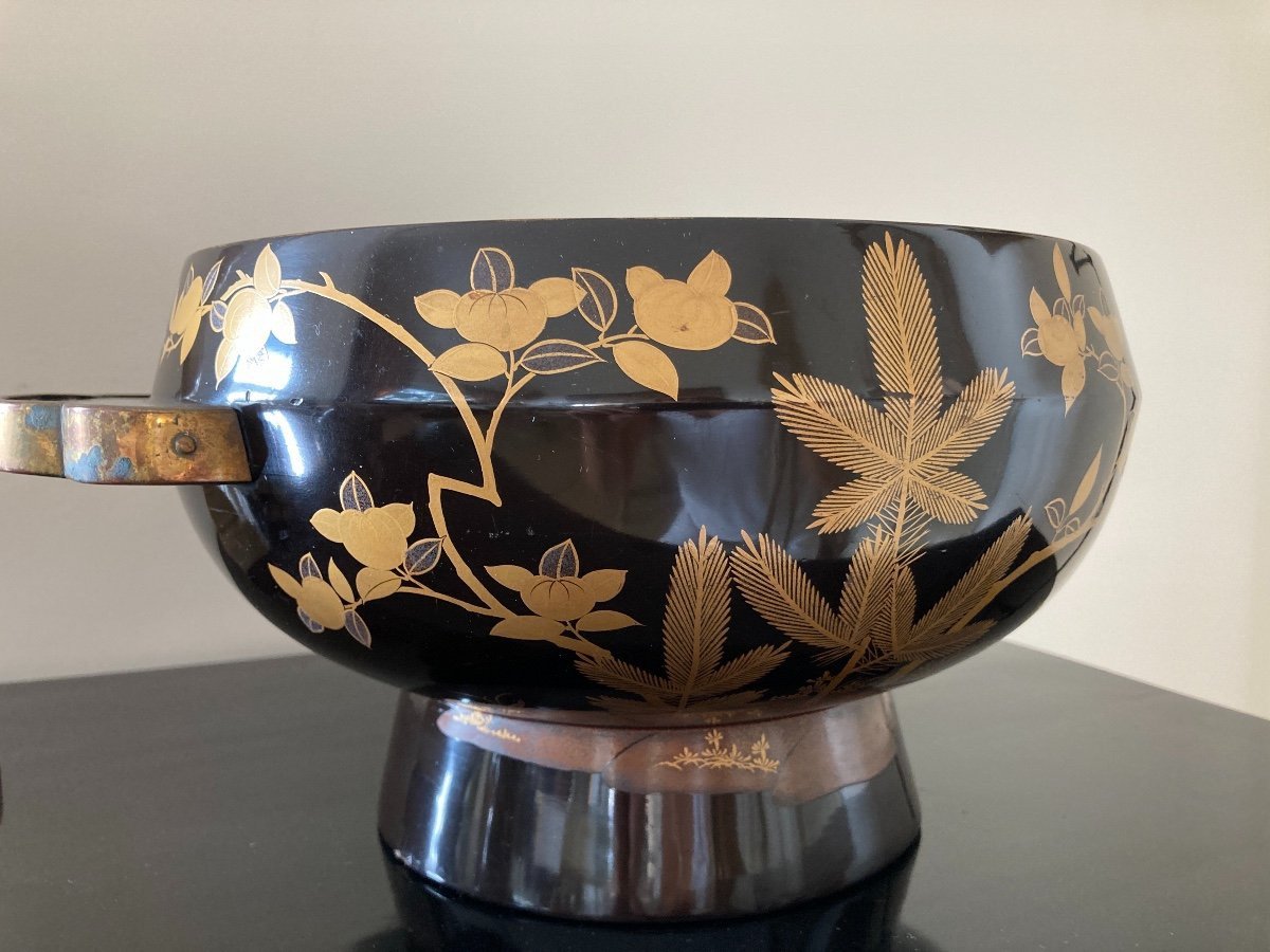 Black And Gold Lacquered Water Bowl, Japan Meiji Period-photo-4