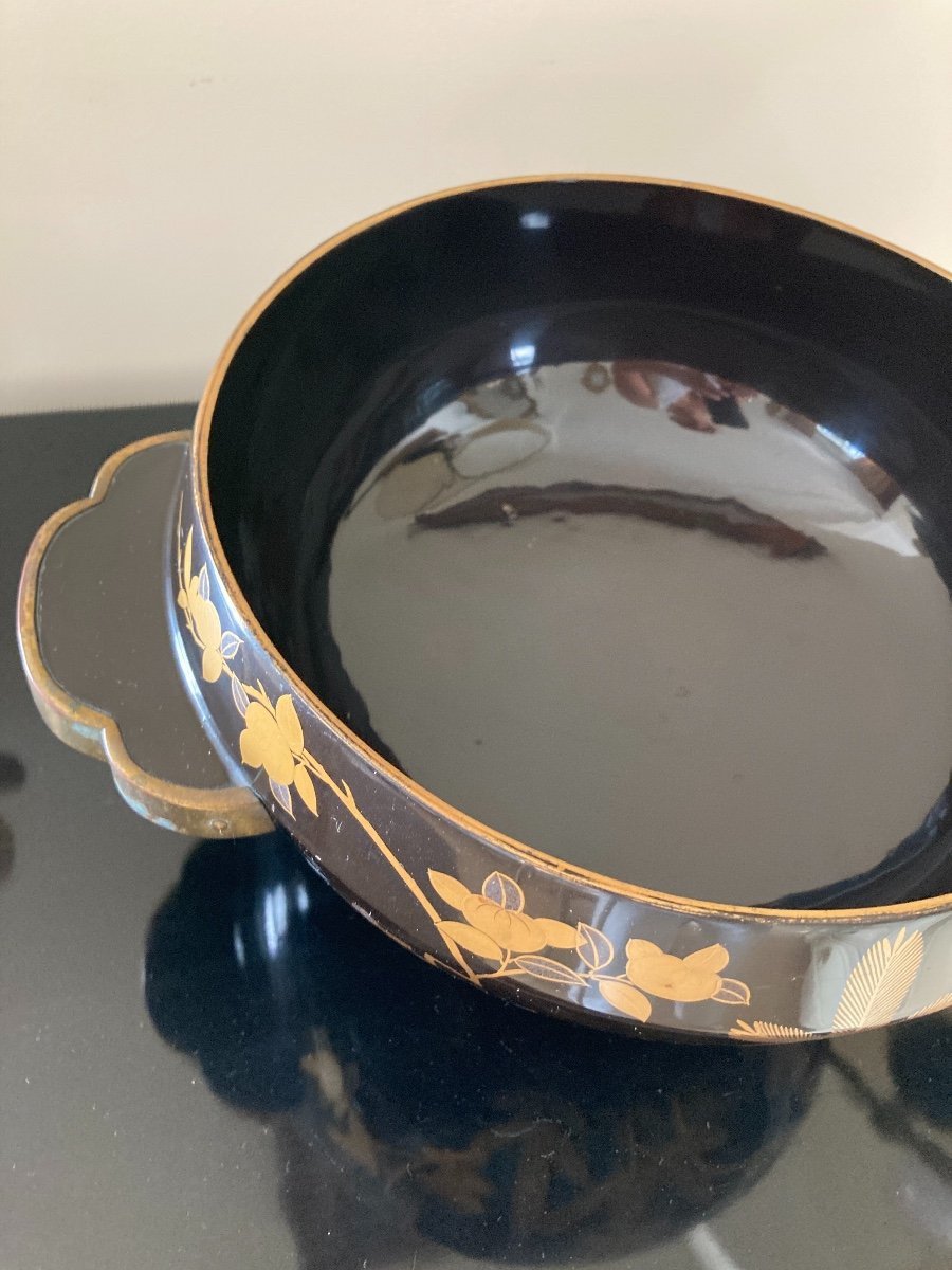 Black And Gold Lacquered Water Bowl, Japan Meiji Period-photo-3