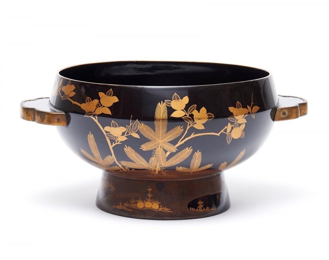 Black And Gold Lacquered Water Bowl, Japan Meiji Period