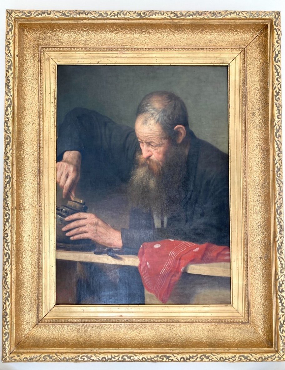 Huile sur Toile, l'Artisan,  signé de Frans Dauge, 19ème