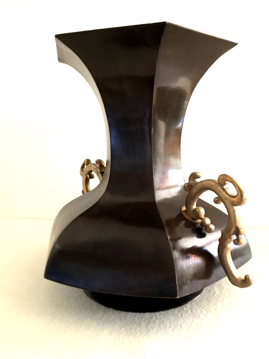 Vase en bronze à patine brune, Japon, Meiji-photo-7