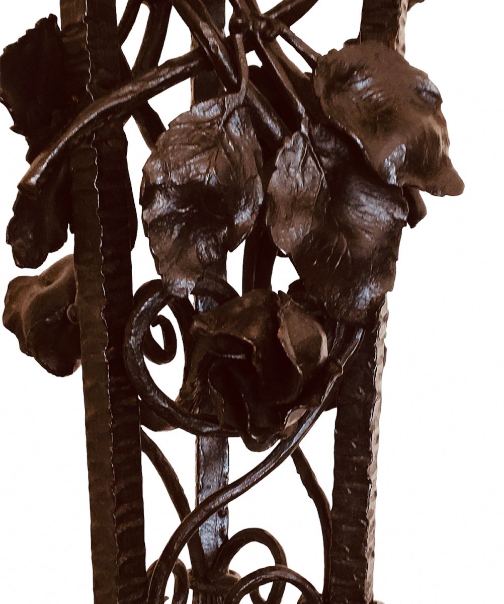 Battered Iron Floor Lamp, Art Deco Work 1920-photo-3