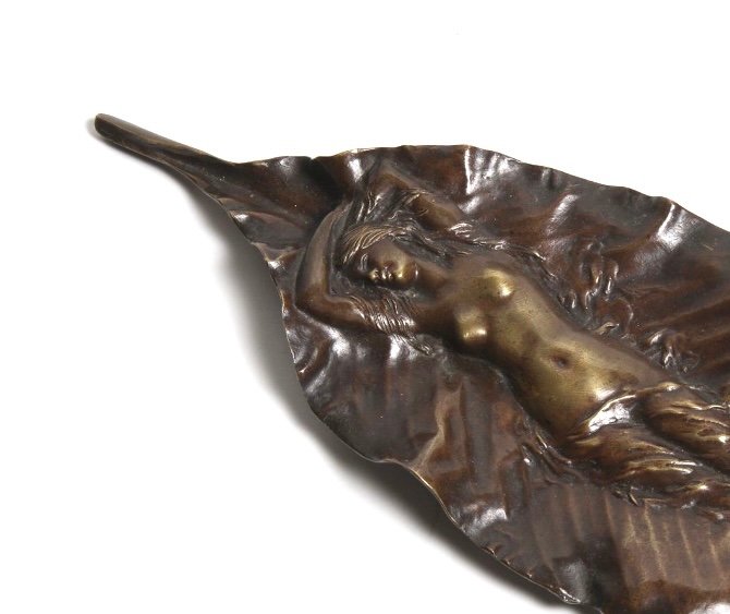 Vide poche en bronze, Signé de Georges Delpérier, Art Nouveau-photo-3