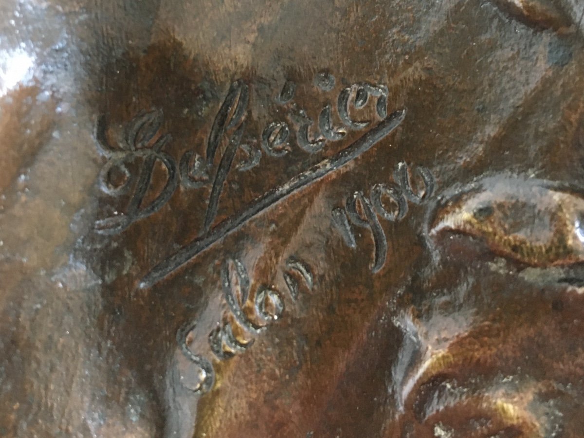 Vide poche en bronze, Signé de Georges Delpérier, Art Nouveau-photo-2