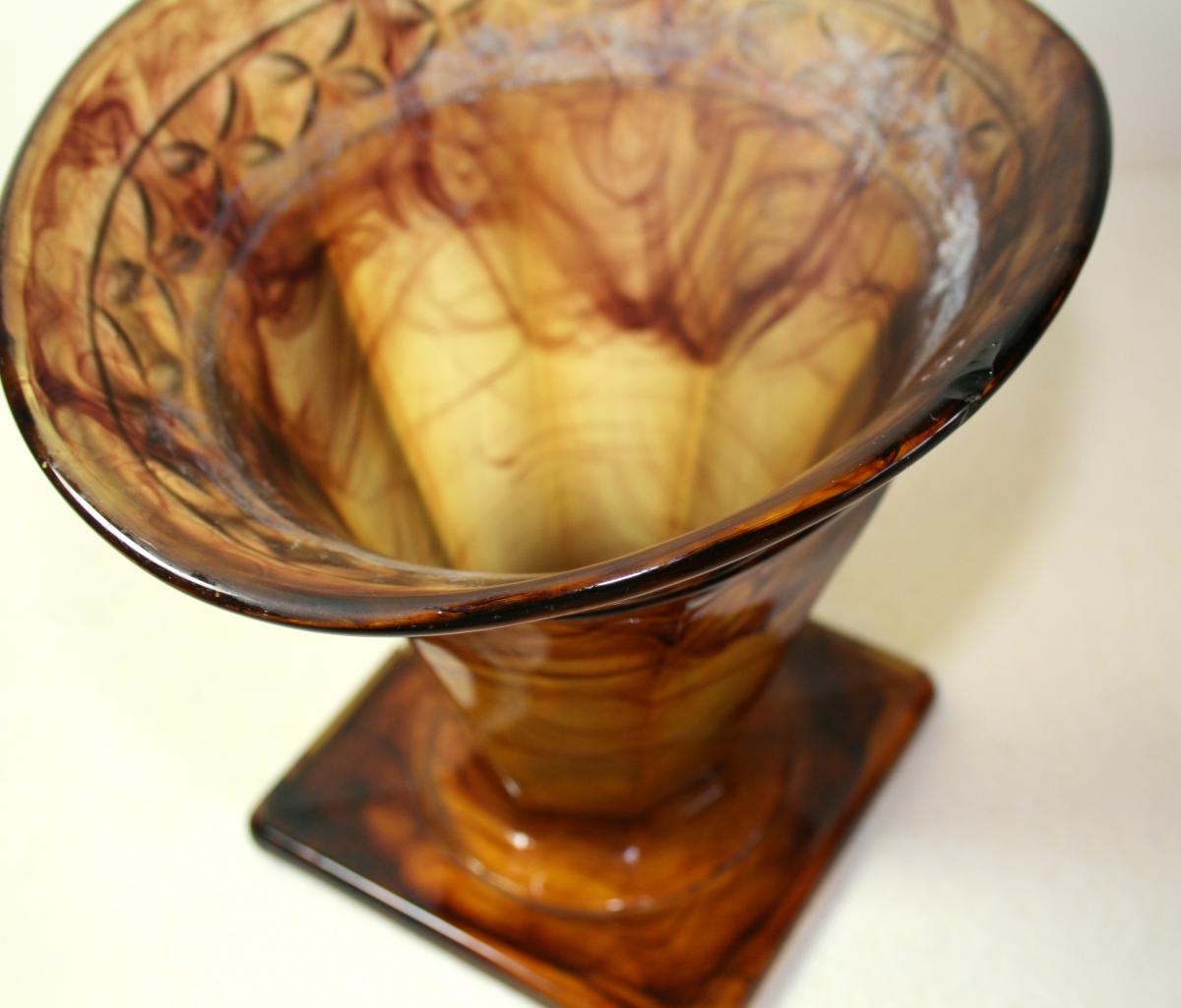 Vase In A Press Class- English, Art Deco-photo-4