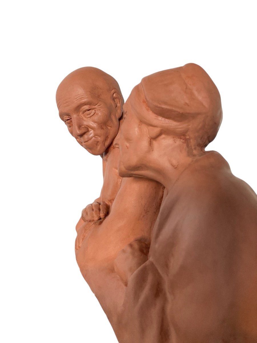 Terracotta Print By Gaston Hauchecorne, - Art Deco Period -photo-1