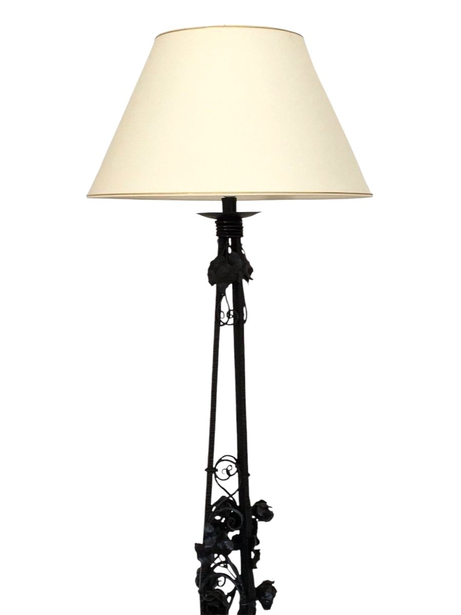 Wrought Iron Floor Lamp, Art Deco Work Circa 1920-photo-2