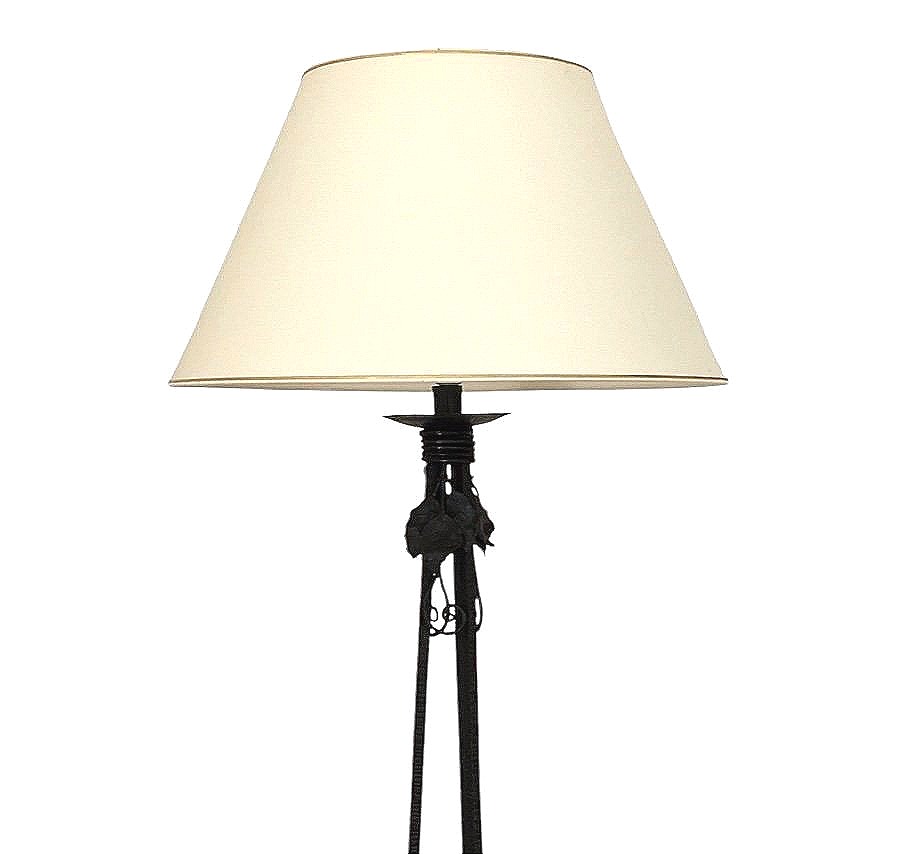 Lampadaire en fer Battu, 170 cm, Travail Art Déco vers 1920-photo-2