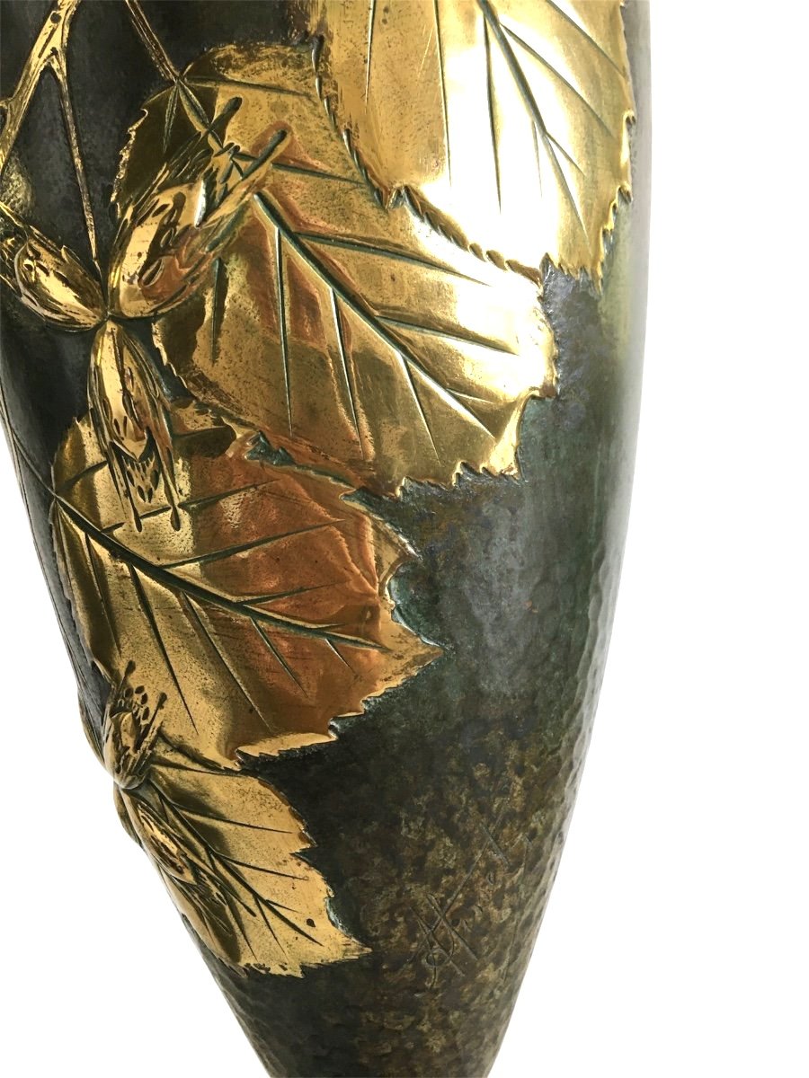Pair Of Amphora-shaped Vases, Art Nouveau.