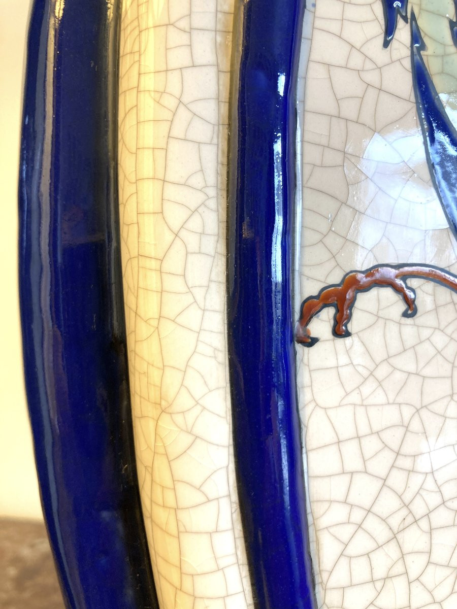 Pair Of Flat Ceramic Vases, Keralouve La Louviere-photo-7