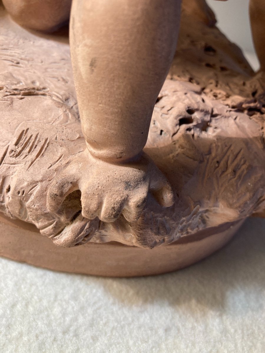 Terracotta Sculpture, Luca Madrassi (1848-1919) - Allegory Of Flowers And Putti-photo-6