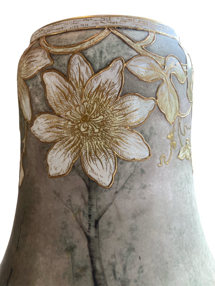 Pair Of Ceramic Vases, Signed Franz Anton Mehlen, Art Nouveau-photo-2