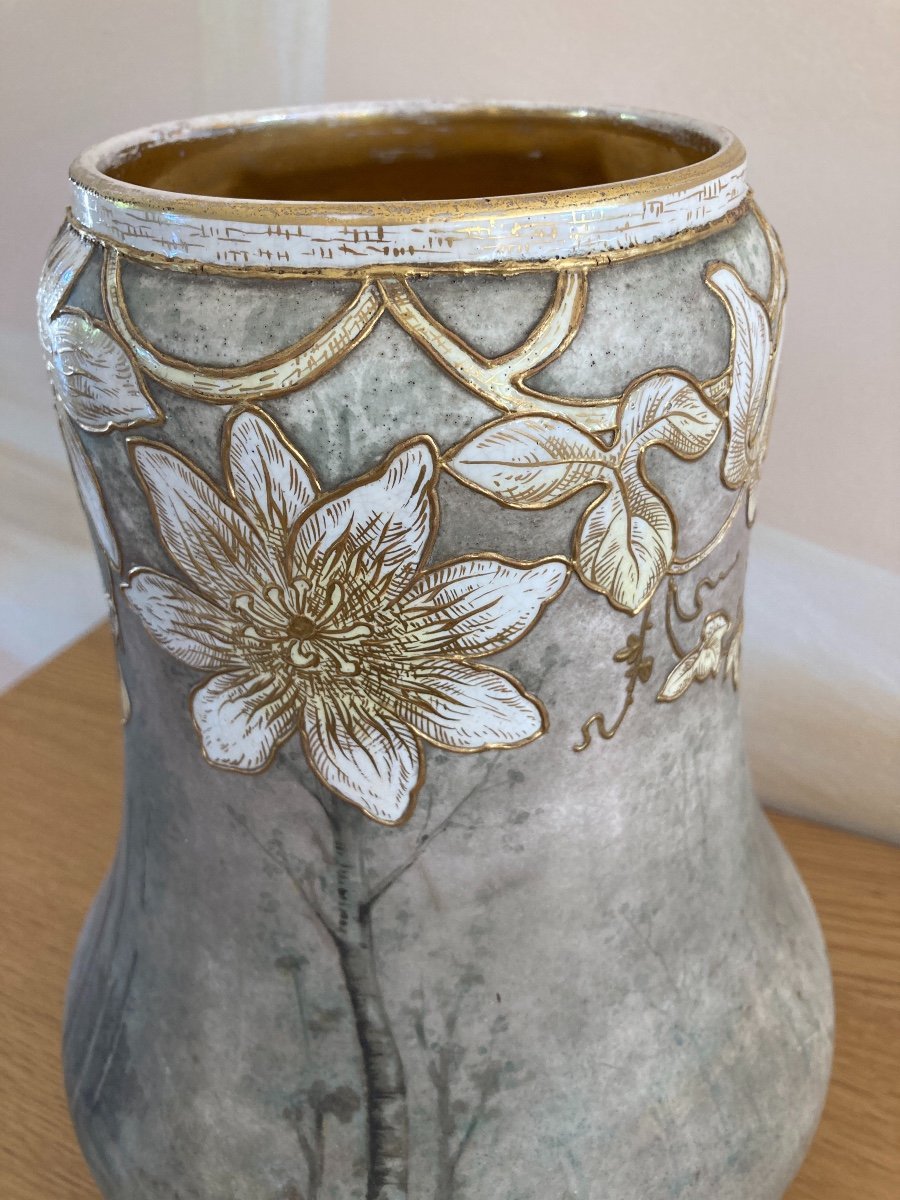 Pair Of Ceramic Vases, Signed Franz Anton Mehlen, Art Nouveau-photo-4