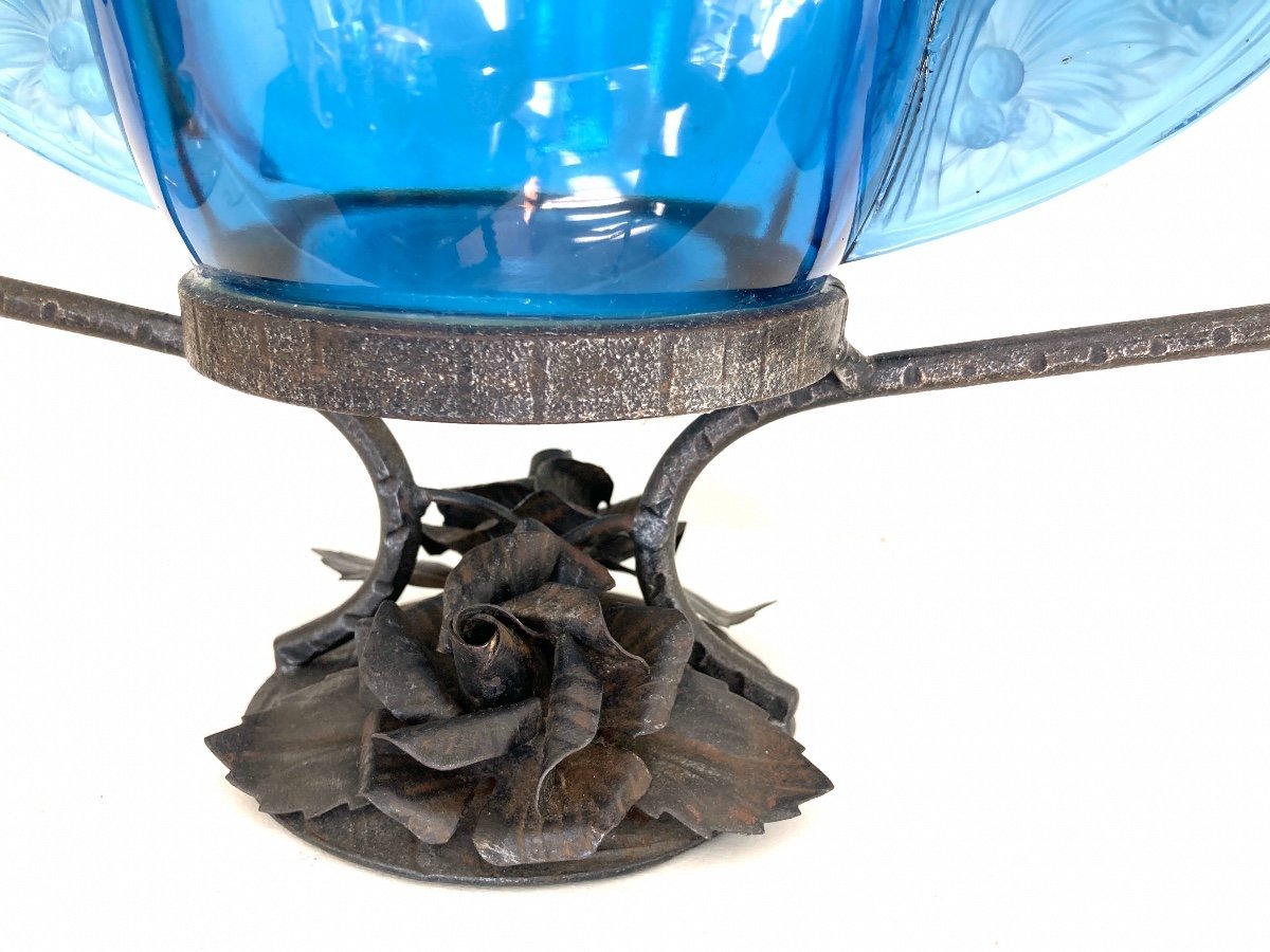 Molded Glass Vase, Birds From The Islands, Verlys France, Art Deco 1940-photo-1