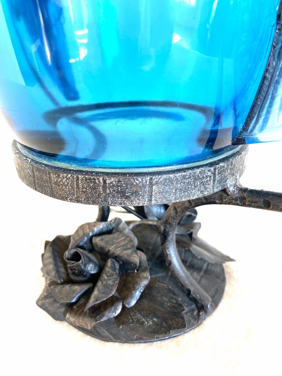 Molded Glass Vase, Birds From The Islands, Verlys France, Art Deco 1940-photo-2