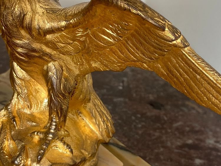 Gilt Bronze And Yellow Marble Inkwell, Late 19th Century-photo-6