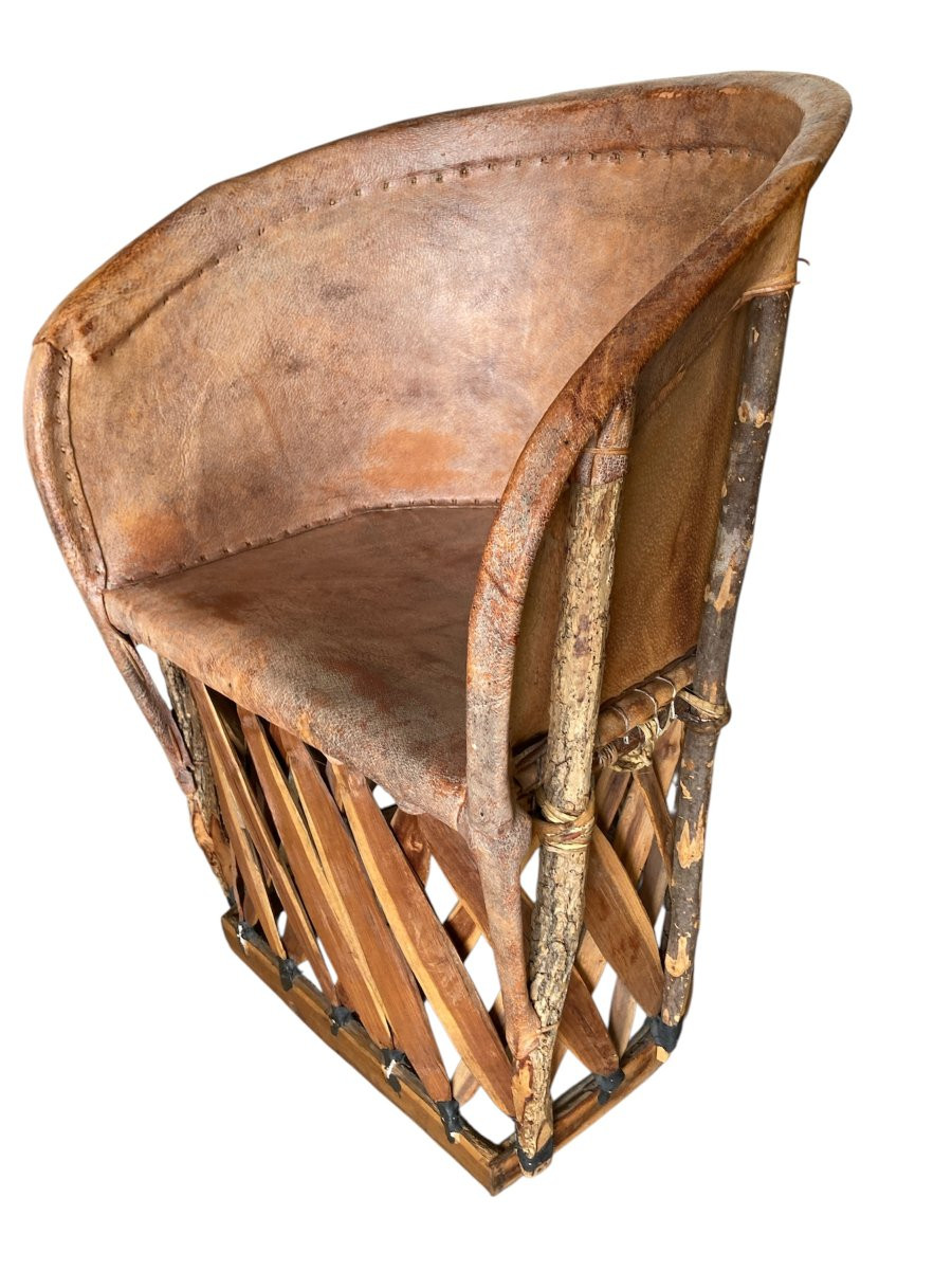Fauteuil Equipale en cuir, Art populaire  - Mexique, années 1970-photo-2