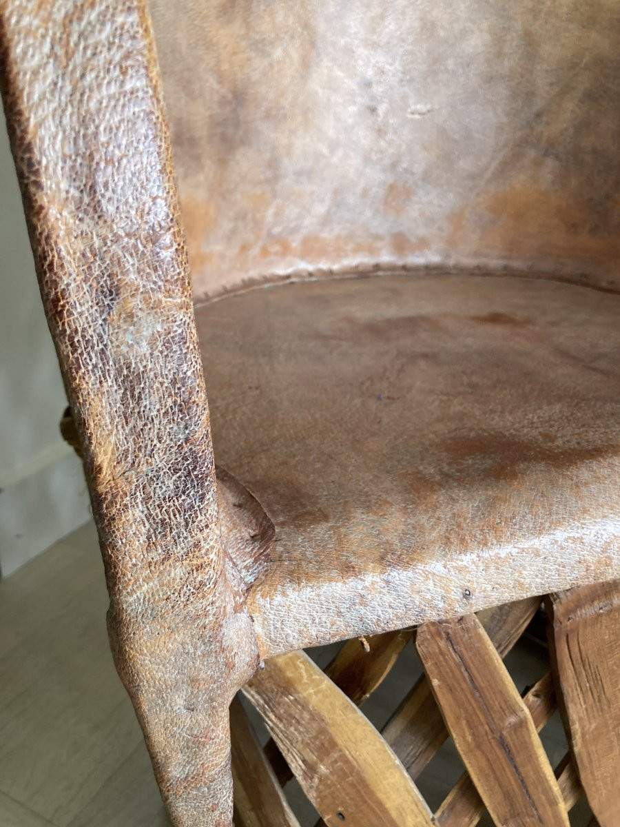 Fauteuil Equipale en cuir, Art populaire  - Mexique, années 1970-photo-2