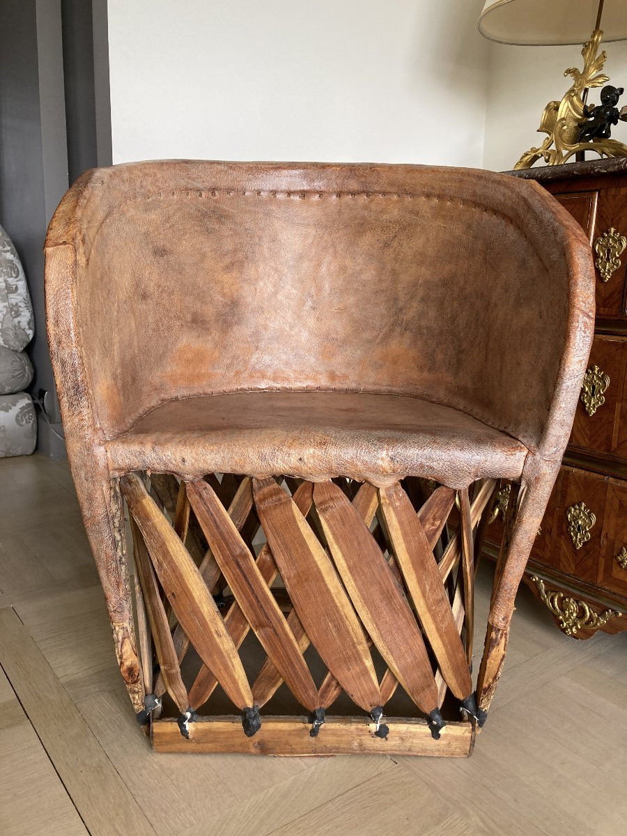 Fauteuil Equipale en cuir, Art populaire  - Mexique, années 1970-photo-8