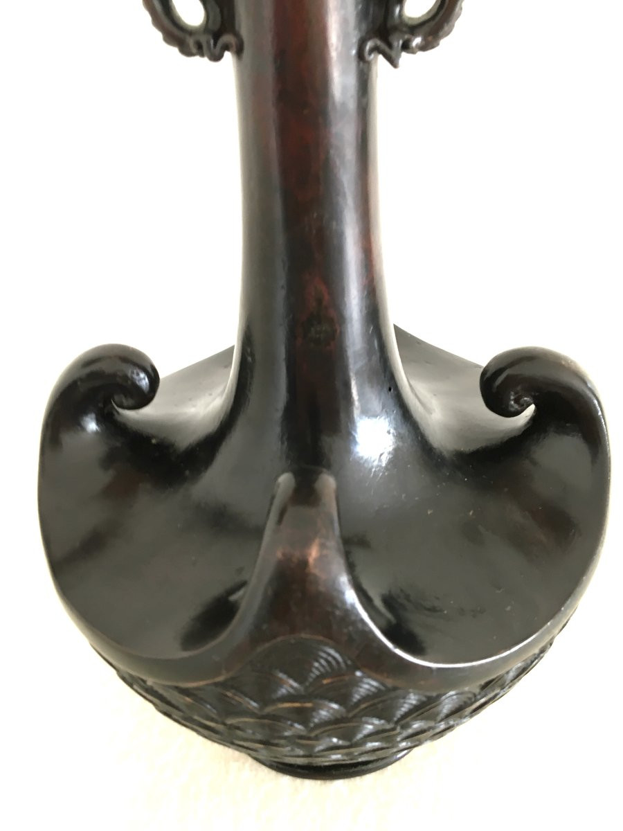 Japanese Bronze Vase, Meiji Period -photo-4