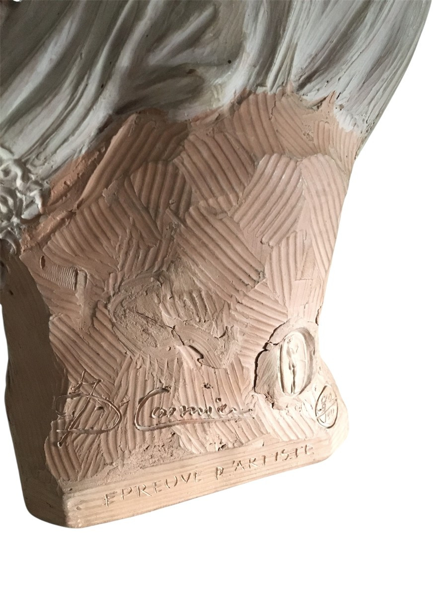 Terracotta Sculpture, Naked Woman With Drape, By Joé Descomps Known As Cormier-photo-4