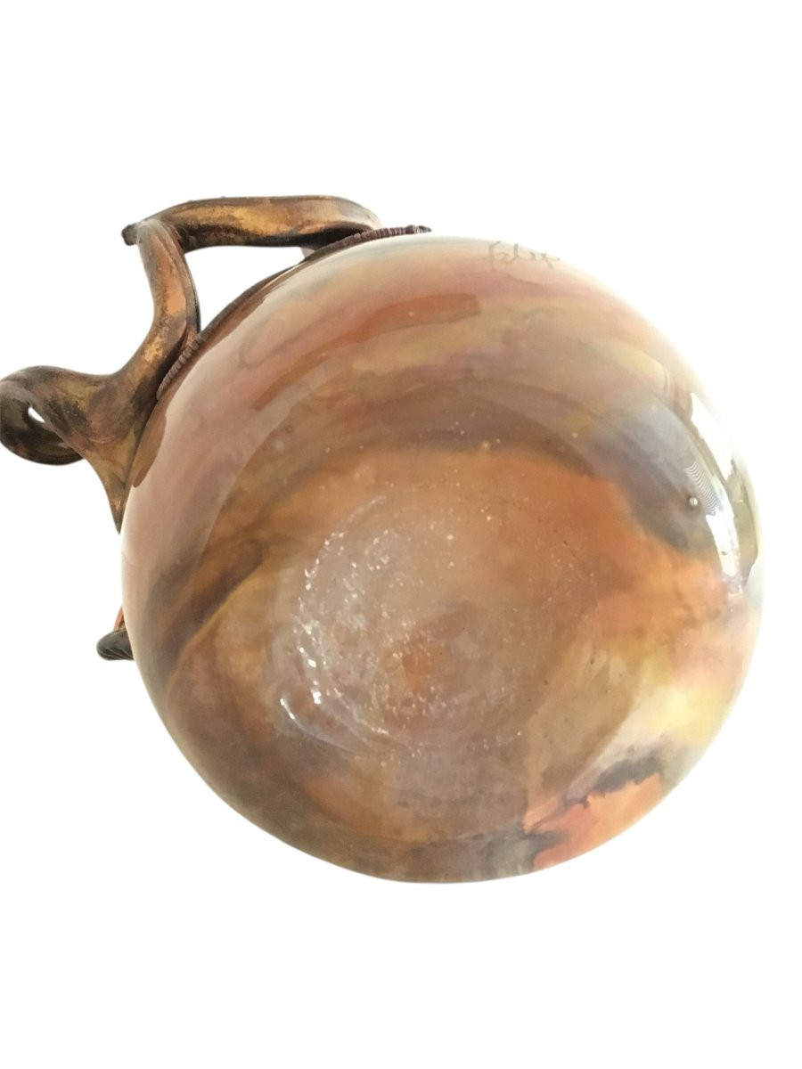 Aiguière en verre soufflé, signé Filip Ravert, Art Nouveau-photo-4