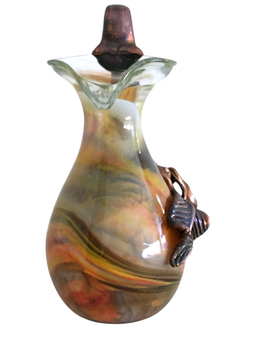 Aiguière en verre soufflé, signé Filip Ravert, Art Nouveau-photo-7