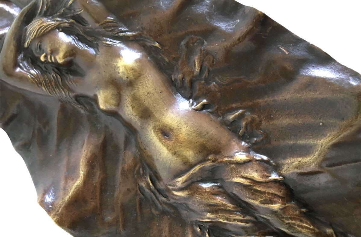 Bronze Trinket Tray, Signed By Georges Delpérier, Art Nouveau-photo-2