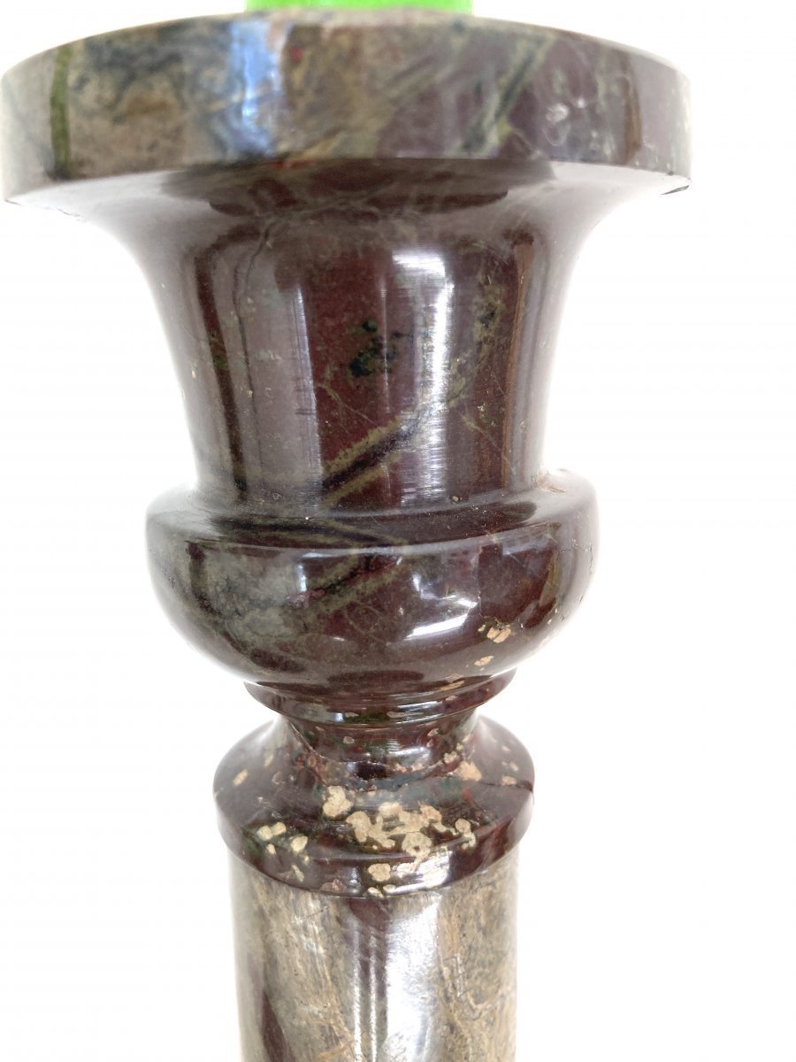 Paire de Bougeoirs en marbre bicolore, 19ème-photo-2