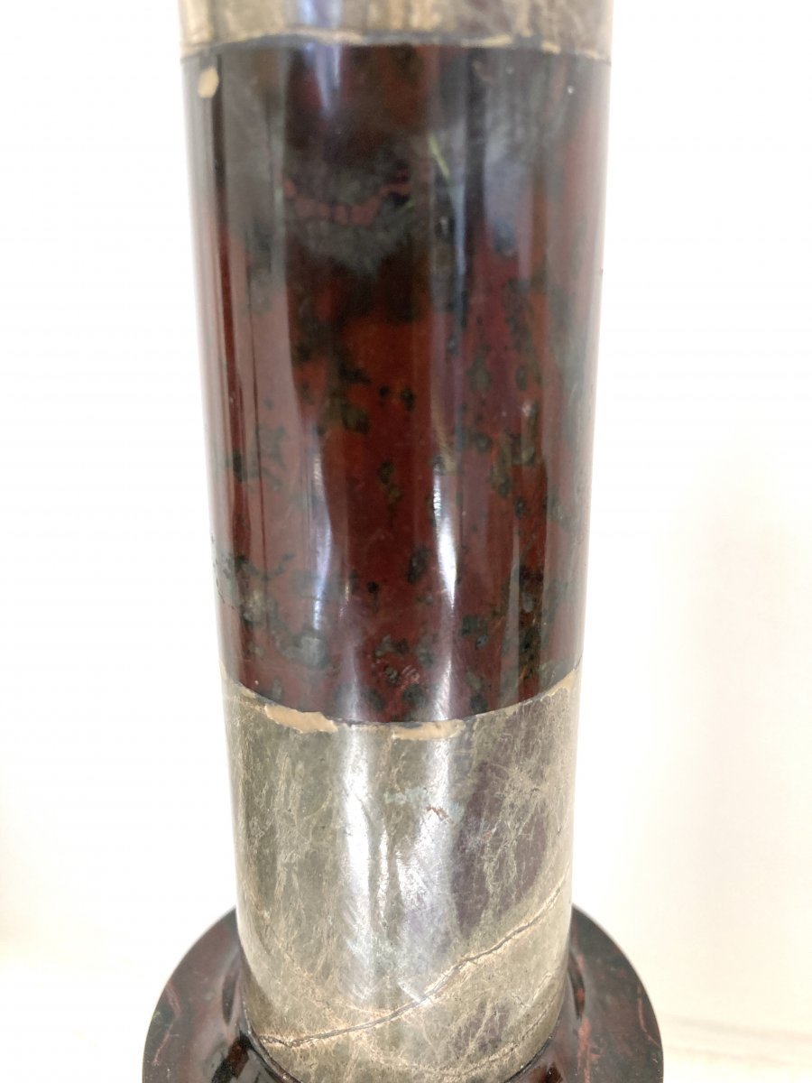 Paire de Bougeoirs en marbre bicolore, 19ème-photo-3