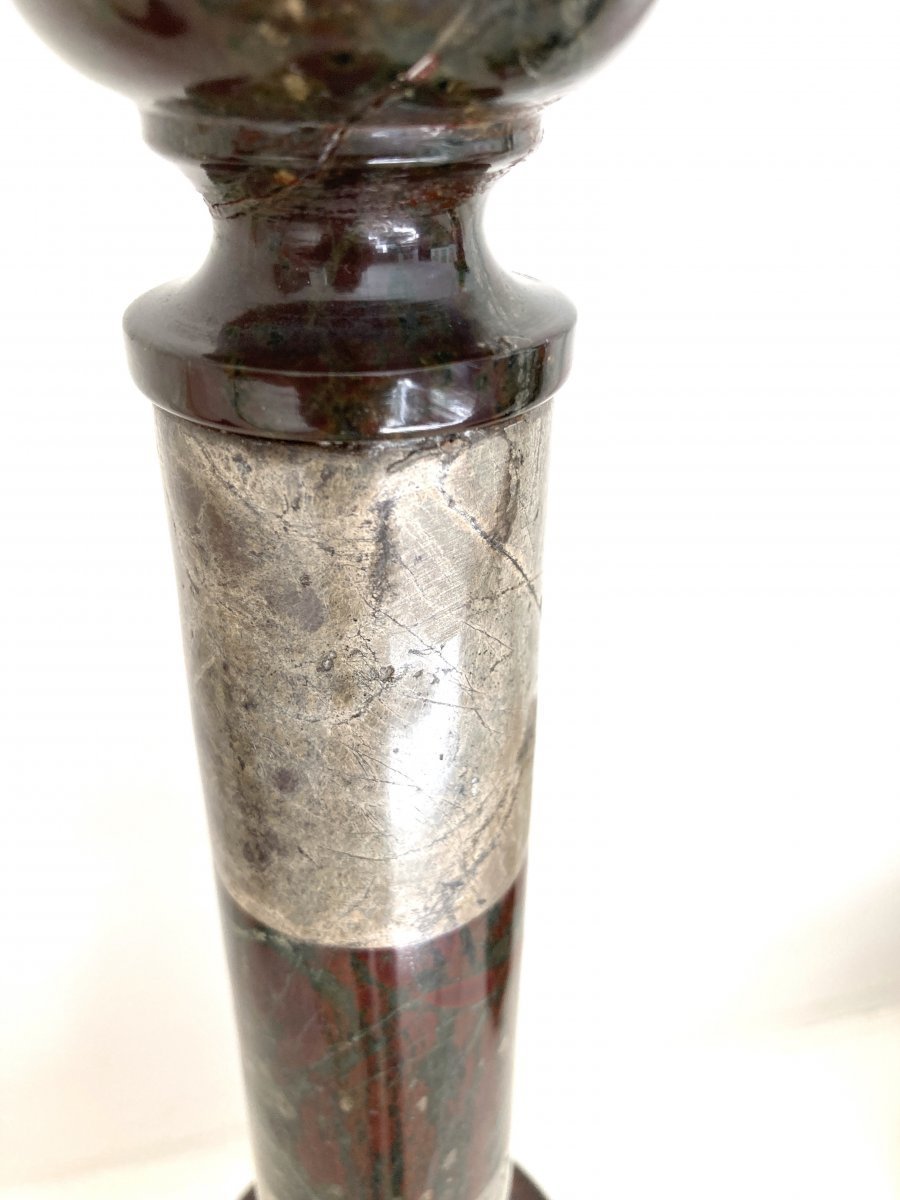 Paire de Bougeoirs en marbre bicolore, 19ème-photo-4