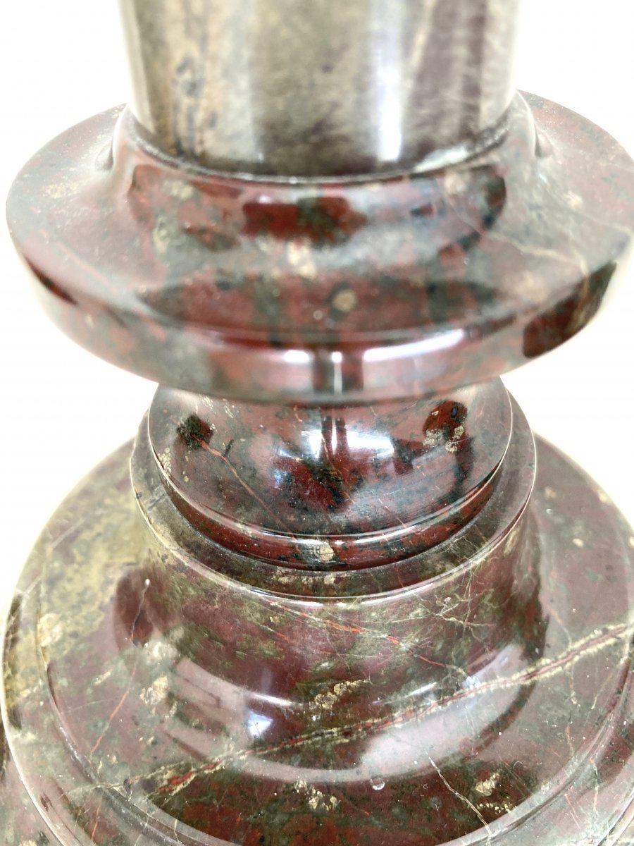 Paire de Bougeoirs en marbre bicolore, 19ème-photo-1