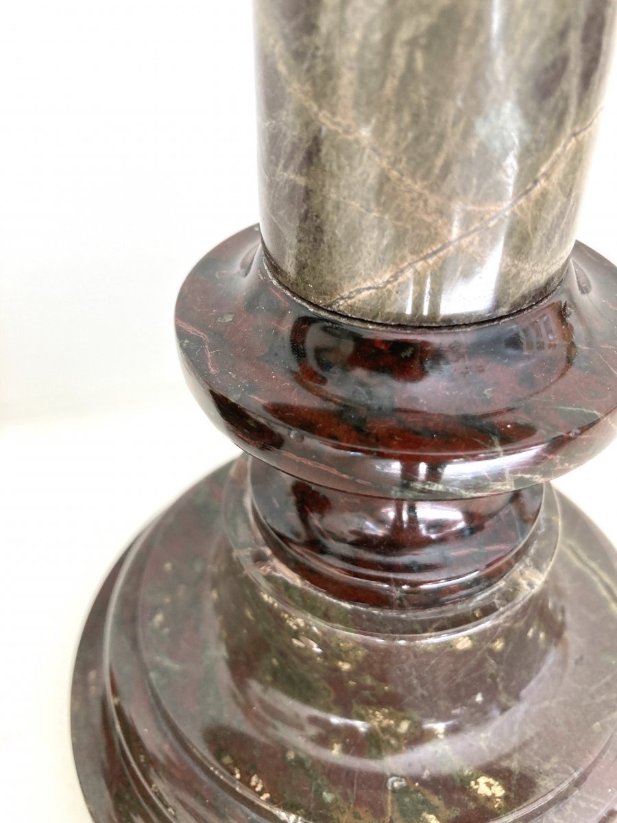 Paire de Bougeoirs en marbre bicolore, 19ème-photo-2