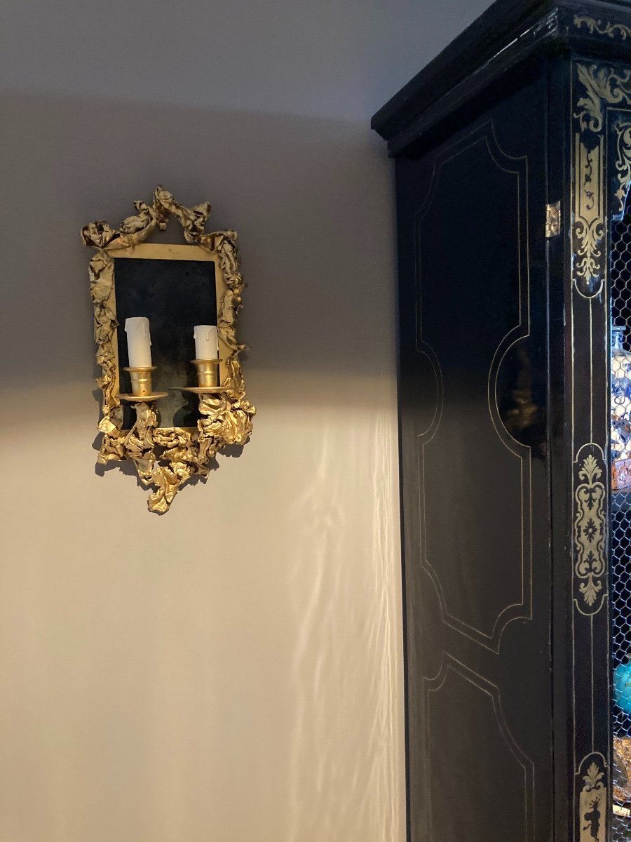 Pair Of Wall Sconces, In Gilt Brass - Creation From The 1970s-photo-5