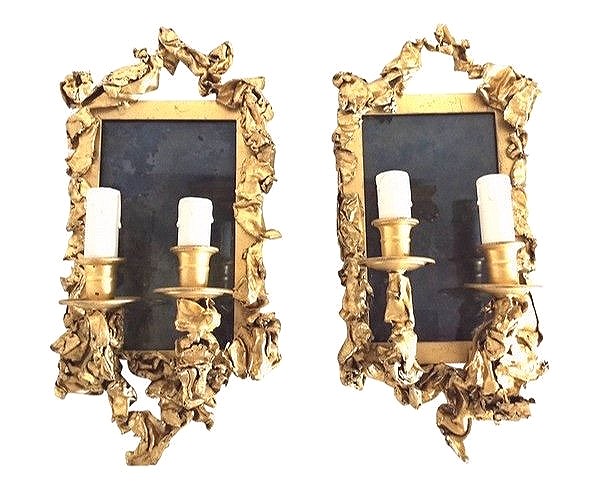 Pair Of Wall Sconces, In Gilt Brass - Creation From The 1970s