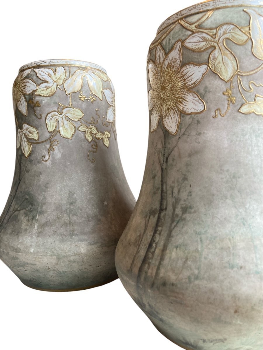 Paire de vases en Céramique, Signé Franz Anton Mehlen, Art Nouveau-photo-2