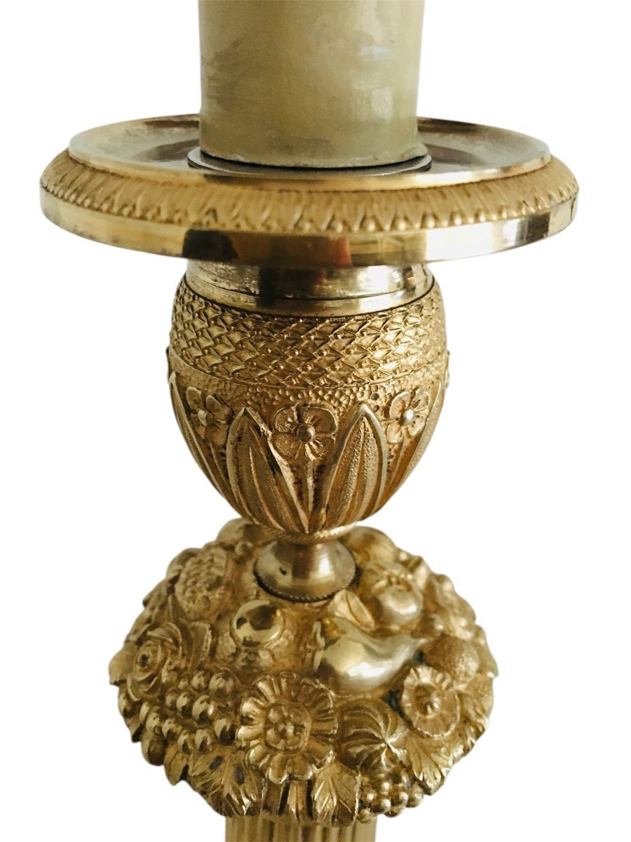 Pair Of 19th Century Restoration Period Candlesticks, Mounted As Lamps.-photo-4