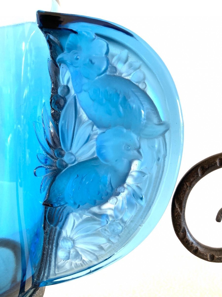 Glass Vase, Les Oiseaux Des Iles, Verlys France Art Deco 1940-photo-2