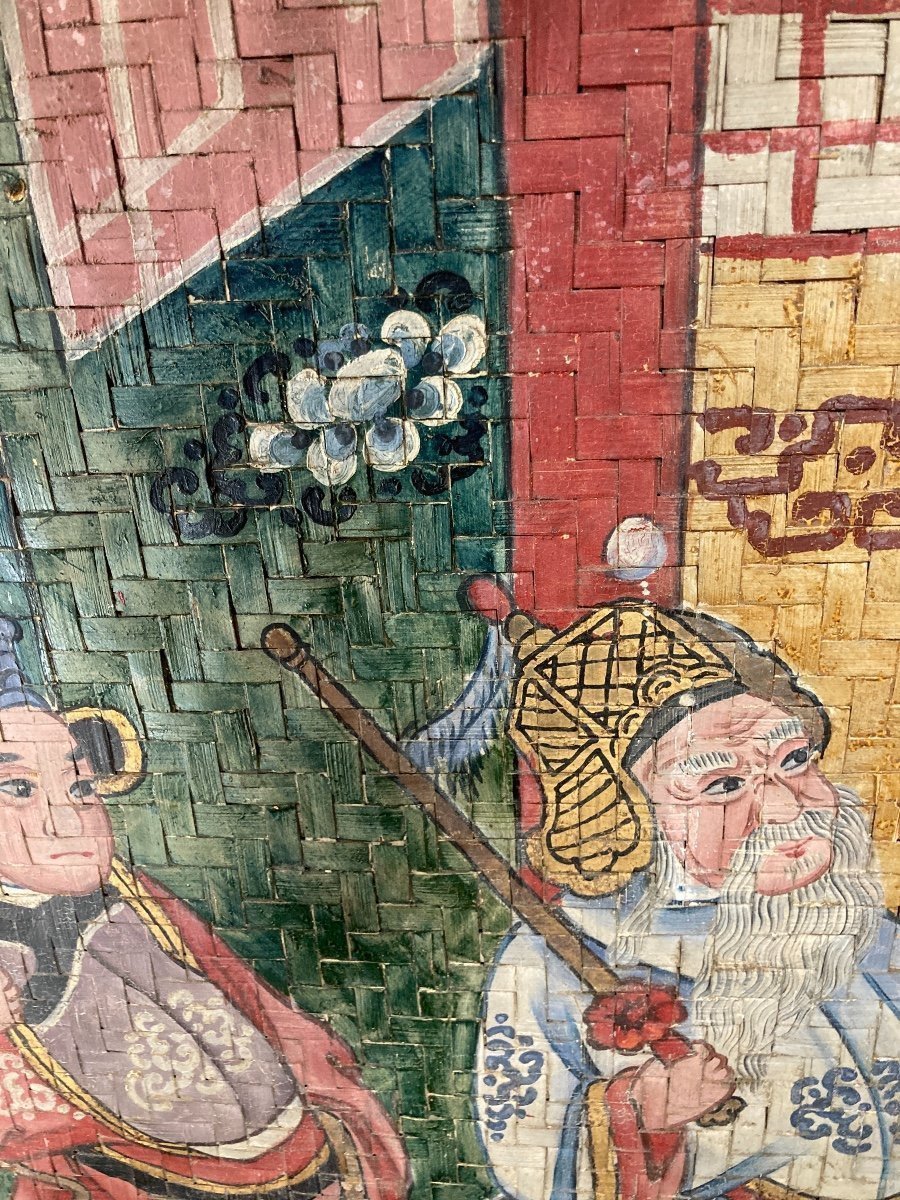 Grande Peinture Chinoise, 164 cm, Panneau de Bambou, 19ème Chine-photo-3