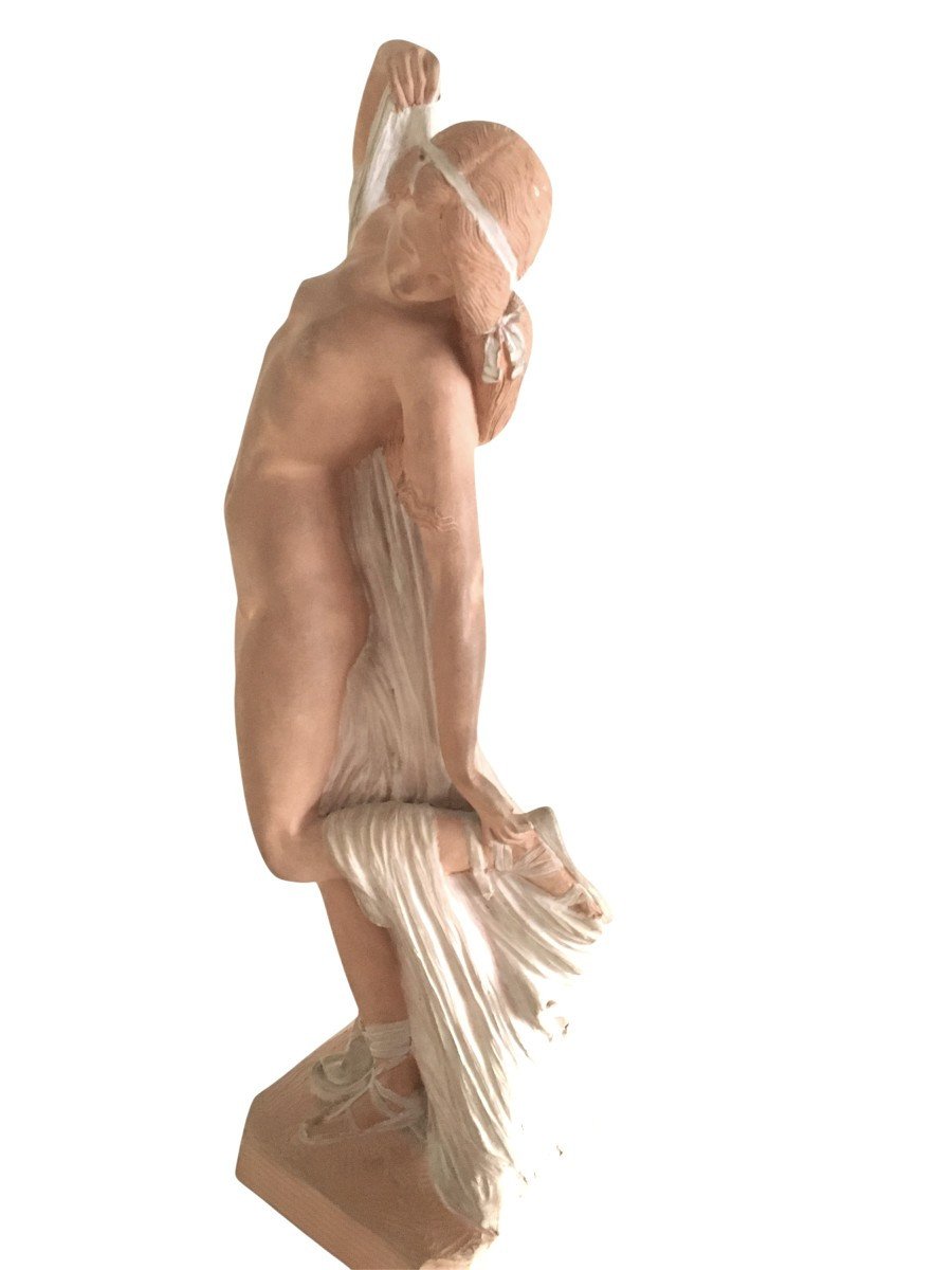 SCULPTURE EN TERRE CUITE, FEMME NUE AU DRAPÉ, DE JOÉ DESCOMPS DIT CORMI-photo-3