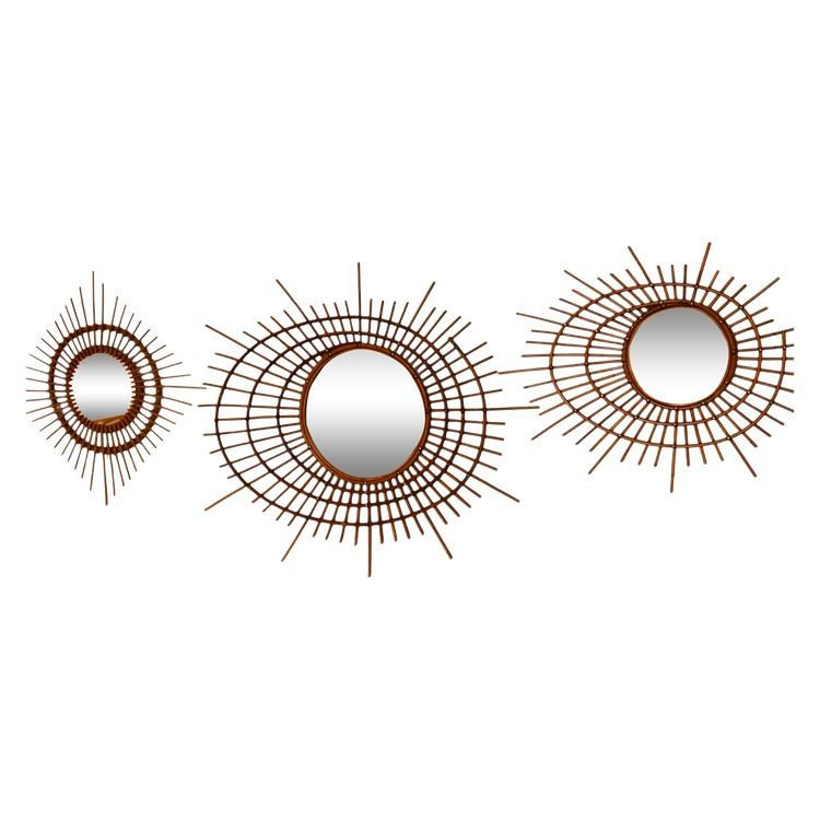 Miroirs Soleil, Rotin et Bambou, Années 50/60