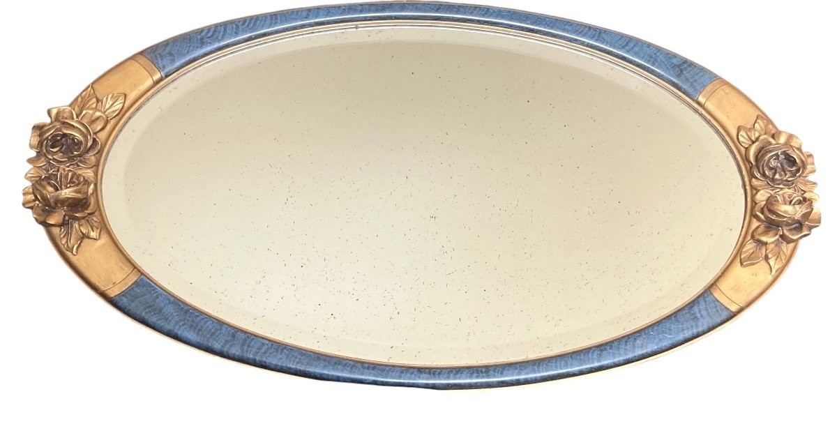 Miroir en bois peint et stuc, Période Art Déco