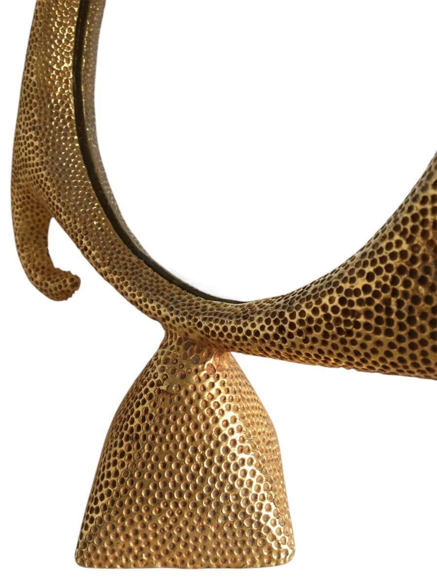Miroir en bronze doré, signé Stéphane Galerneau (1993)-photo-4